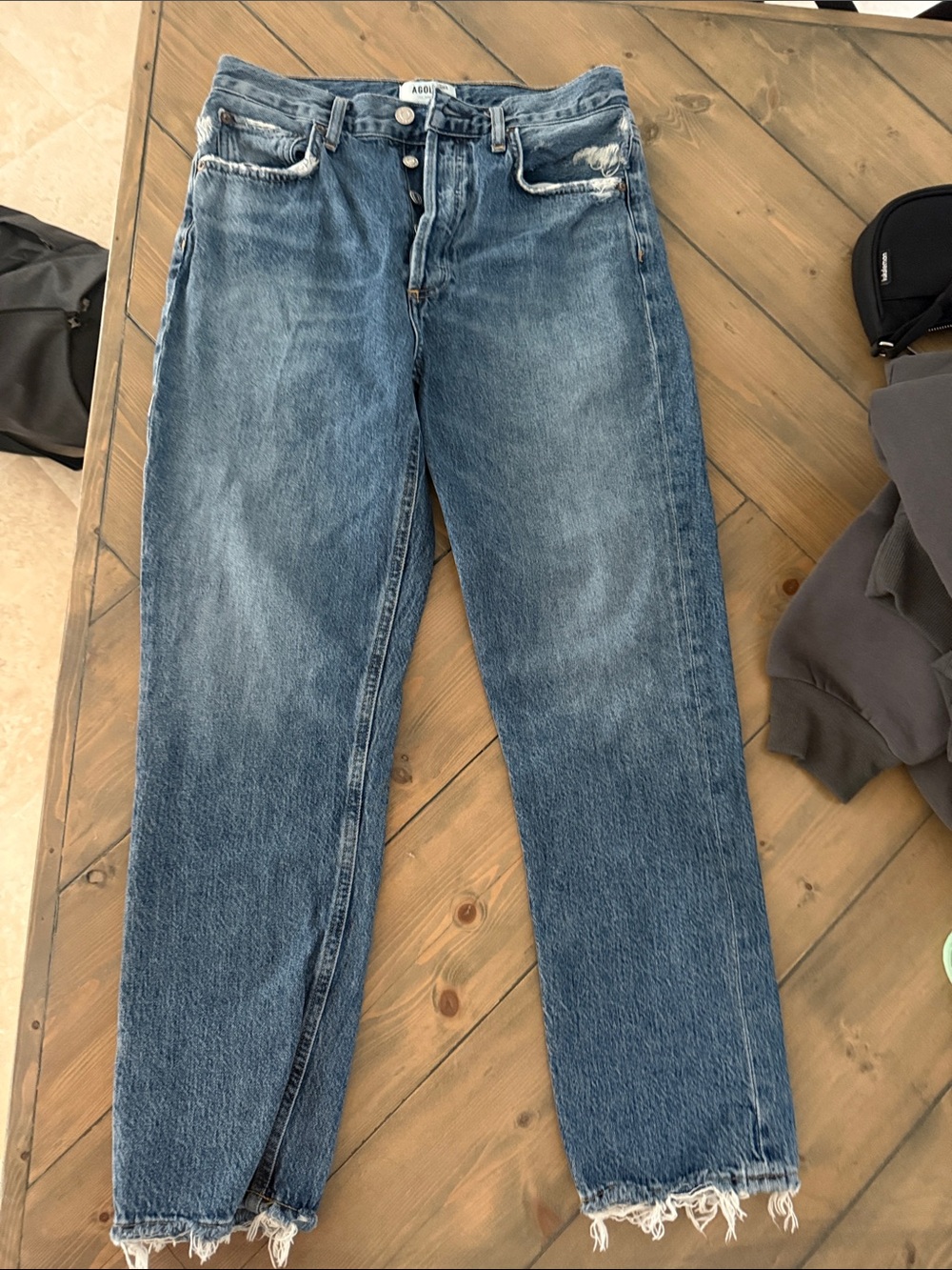 Agolde Women’s Riley Crop Jeans Medium Blue Straight-Leg